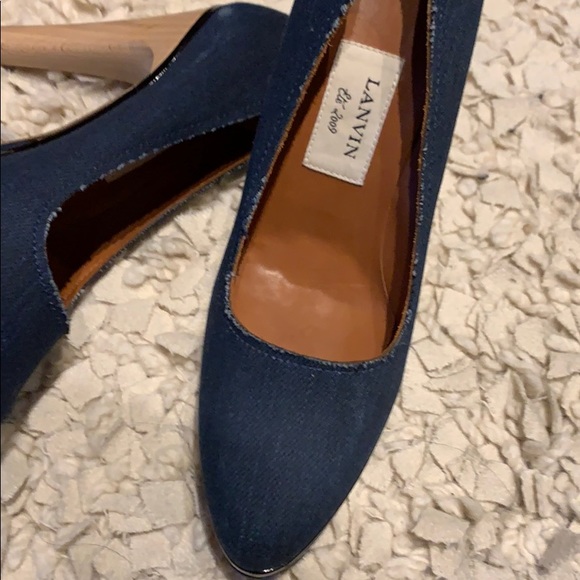 Lanvin Denim Pump wooden heel with platform - Picture 5 of 6